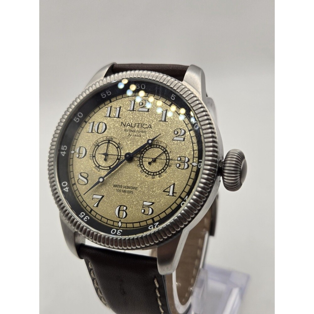 Nautica A16521 Men's 46mm Vintage-Inspired Watch. New Battery. MINT. - Picture 6 of 14